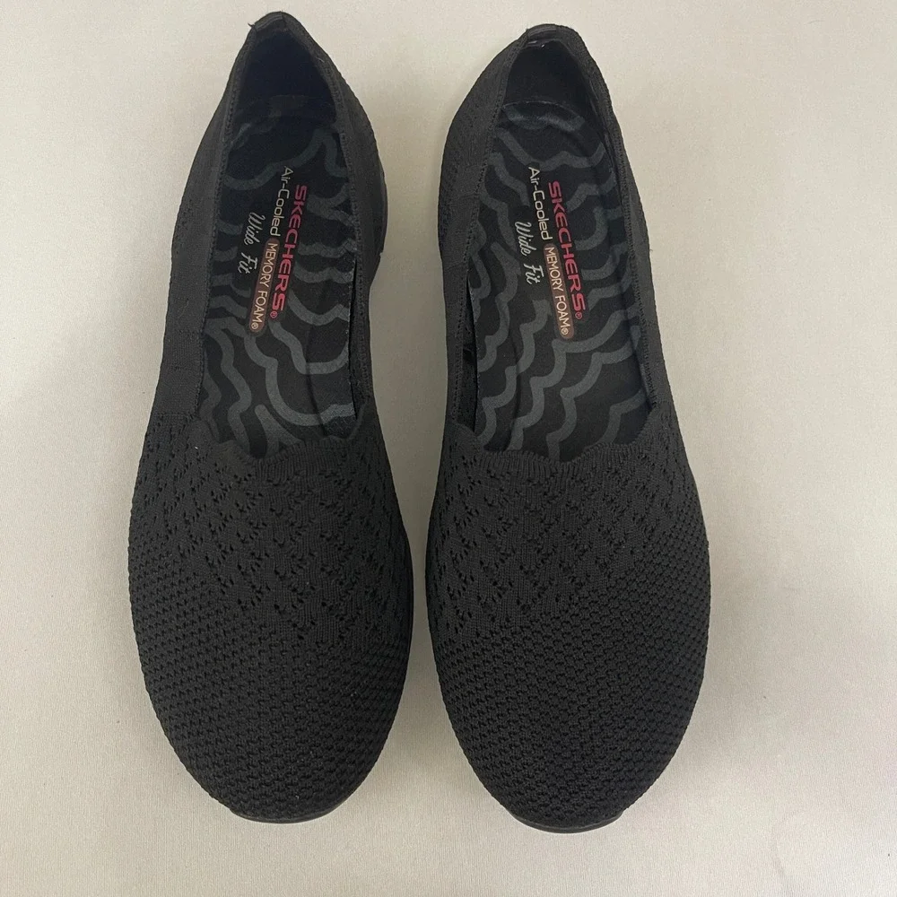 Skechers Seager Stat Womens 9 Black Knit Slip‎ On Casual Comfort Shoes 49481W